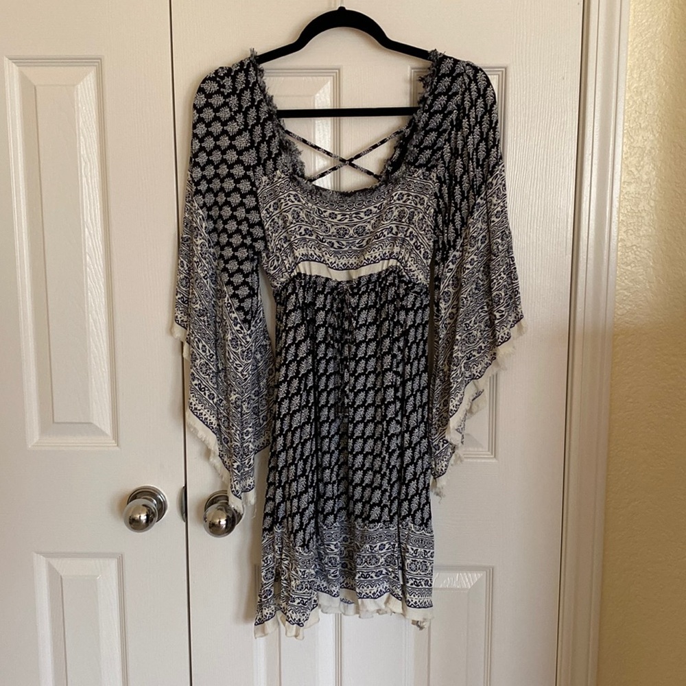 Free People flow sleeve fully-lined mini dress